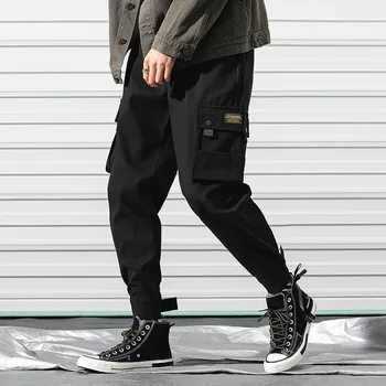 Móda 2019 Nové Voľné Suchým zipsom Lúč Nohy, Nohavice Hip Hop Športové Harlan Bežné Mužov Cargo Nohavice M-3XL