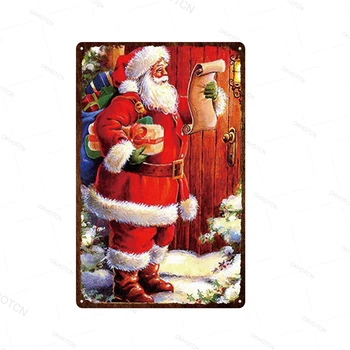 Vianočné Tin Prihlásiť Plechu Santa Claus Prednáška Dobrí Priatelia, Otec, Matka Darček Prihlásiť Dekorácie Zvierat Šťastný Tin Znamenia