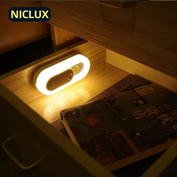 NICLUX Nočné Osvetlenie PIR Snímač Pohybu, Nočné Lampy, LED Nabíjateľná Nočná Lampa Ľudských Indukčné Nástenné Svietidlo Pre Spálne Zásuvky lampa