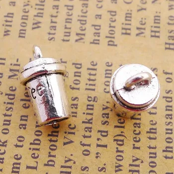 100ks Šálku Kávy Charms 8 mm x 14 mm DIY Šperky Čo Prívesok antique silver farba