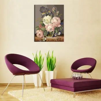 DIY bez rámu Digitálne Olej Maľovanie podľa Čísel Handwork Darčeková Sada Kvetinový Vzor Kvety Na plátno Tlačiť Dekorácie pre Domov Livi