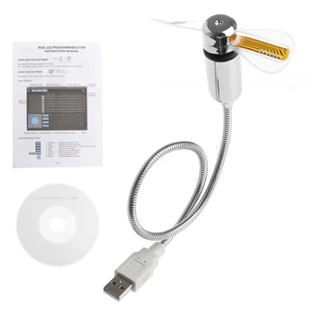 DIY Flexibilné Gooseneck Aprogrammable Fanúšikov USB LED MINI RGB Programovateľné Ventilátor