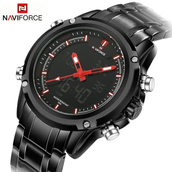 NAVIFORCE Top Luxusné Značky Mužov 3Bar Vodotesný LED Vojenské Športové Hodinky Muž Quartz Analógové Digitálne Náramkové hodinky Relogio Masculino