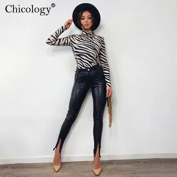 Chicology Lady Elegantné Vysoký Pás Nohavice Pu Kožené Módne Klub Nohavice Ženy 2020 Zime Patria Sexy Spodné Oblečenie, Streetwear