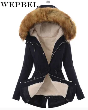 WEPBEL dámskej Módy Zime Udržiavať v Teple, Umelú Kožušinu Kabát s Kapucňou Bežné Zahusťovanie Bunda Outwear