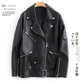 Lautaro Black faux kožené biker jacket ženy drop ramenný dlhý rukáv zips Plus veľkosť motocykel bunda 5xl 6xl Ženy oblečenie