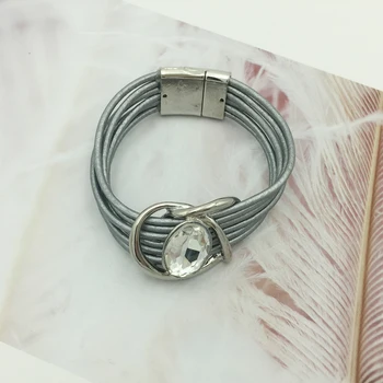 Veľké Krištáľovo Ušľachtilý Luxusný Náramok pre Ženy Jednoduché, Pohodlné Magnetické Trubice Bar Spona Náramok 2018 Nové Módne Šperky
