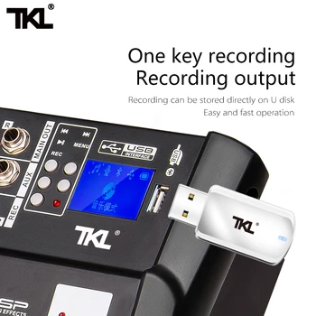 TKL 6 Kanálové Audio Mixér 300W*2 Zosilňovač USB Zvuk Miešanie S Wierless Micophone Bluetooth mp3 Effector DJ Mixer
