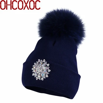 ženy, luxusné zimné čiapky veľké veľkosti zvieraciu srsť pompom loptu klobúky noriek fox reálne kožušiny poms čiapky nové módne kvetinový zimné čiapky