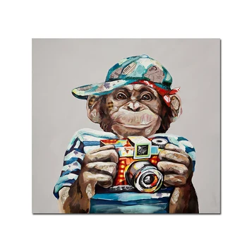 Plátno, Vytlačí Wall Art Opice s Kamerou Abstraktné Živočíšneho Oleja Maľovanie na Stenu Umenie Fotografie, Tlače pre Obývacia Izba Plagát Dekorácie