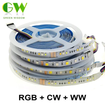 RGB+SCS LED Pásy 5050 SMD DC12V Flexibilné Diódové Svetlo Páska RGB+Biela+Teplá Biela 5 Farieb V 1 Žetón Full Farebné LED Pásiky Svetla, 5m