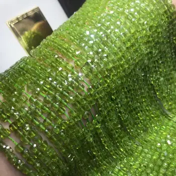Peridot zelená námestí tvárou 4-5mm pre KUTILOV, šperky, takže voľné korálky FPPJ veľkoobchod korálky prírody drahokam