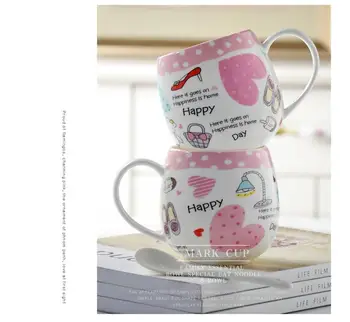 430ML, Kostí čína tumbler hrnček na kávu, roztomilý dievča, maľovanie, tazas zakka poháre a hrnčeky, mrazené anime pohár, káva samostatne hrnček