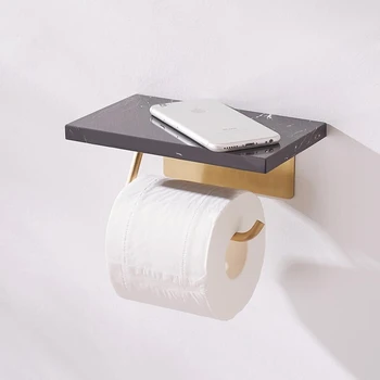 Nordic Mosadz Mramor Toaletného Papiera Držiak na Mobilný Telefón Rack úložná Polička Roll Držiak na Stenu Mount Wc Zásobník Obrúsok Držiteľ