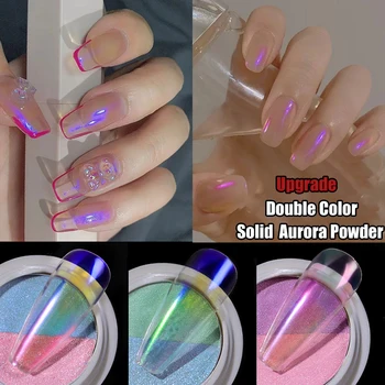 Dvojité Farba Pevné Aurora Nechtov Práškov Transparentné Holografické Neon Nechtov Glitters Chameleon Jemný Prach Chrome Nail Art Pigmenty