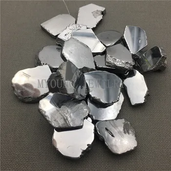 MY0117 Netradičné Leštené Crystal Plátok Titán Quartz, 15.5 Palce Striebro elektrolyticky pokrývajú Quartz Stone Korálky pre Šperky Robiť
