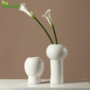 Nordic Jednoduché Morandi Farba Keramická Váza, Obývacia Izba Dekorácie Sušené Kvety Kvetinové Aranžmán Kreatívne Domáce Dekorácie