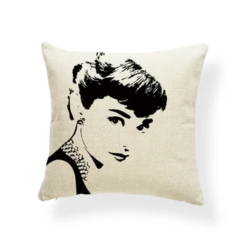 Audrey Hepburn Vankúš Červené Vankúše Čierne Stoličky, Dekorácie Comics Hodiť Vankúš Balón 17.7 Palcový Vrecoviny Creative