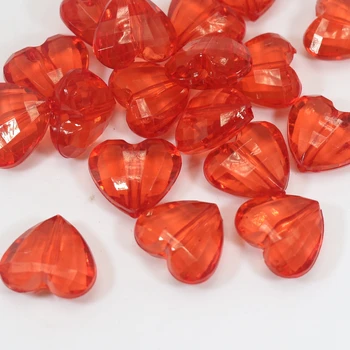 50 Červená Transparentné Akrylátové Tvárou Srdce Kúzlo Korálky 19 mm