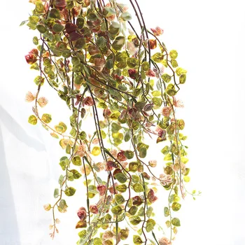 Umelé plastové rastliny zelené steny zlato, striebro, peniaze list rastliny Wisteria kvet viniča DIY svadobné záhrada domov deco rastliny stenu
