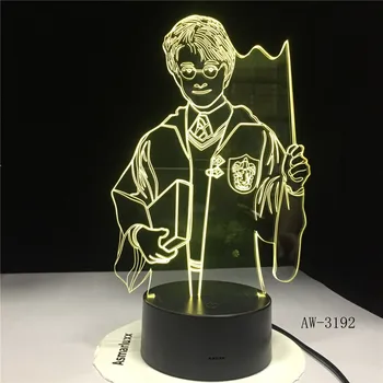 Nové 3D Led Lampa Cartoon Mužov Akryl 7 Farebné Nočné Svetlo S AA Batérie luminaria USB Lampa Pre deti na Halloween Hračky