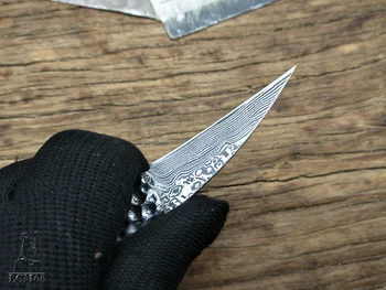 LCM66 Damasku Oceľový Skladací nôž Ručne kované Vreckový nožík lovecký nôž 60HRC ocele, rukoväť s odnímateľným nožom Ostré Nástroje