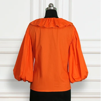 Ženy, Blúzky, Veľké Svietidla Rukáv V Krku Volánikmi Duté Z Elegantné Office Dámy Prima Orange Módne Topy Tričko Bluas Plus Veľkosť