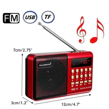 K11 FM Nabíjateľná Mini Prenosné Rádio Prenosné Digitálne FM USB TF MP3 Prehrávač Reproduktor