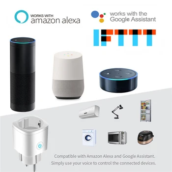 WiFi Smart Plug Zásuvky Tuya Diaľkové Ovládanie Monitoru Napájací Domáce Spotrebiče Pracuje S Alexa Google Doma Žiadny Potrebný Rozbočovač