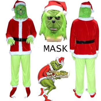 2019 Grinch Halloween Kostým Santa Vianočné kostýmy pre Dospelých Grinch Cosplay Kostým Ako Grinch Ukradol Vianoce Vyhovovali Oblečenie