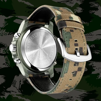 MDC Vojenské Sledovať Mužov LED Digitálne Pánske Quartz Hodinky Top Značky Luxusné Chronograf Zelená Koža Armády Relogio Masculino