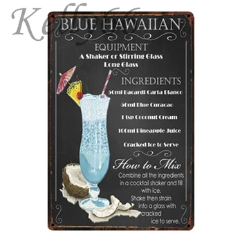 [ Kelly66 ] Modrá Havajské Koktail Kovové Prihlásiť Tin Plagát Domova Bar Múr Umenia Maľby 20*30 CM Veľkosť y-1817