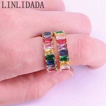 5 ks Vysokej kvality shinning jemné farebné dúhy cz Luxusné nádherný prsteň pre ženy, nový módny elegantný prsteň