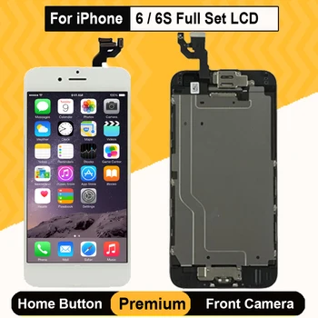 Trieda AAA Kvalite Full Set LCD Displej Pre iPhone 6 6S Dotykový Displej Digitalizátorom. Home Tlačidlo Predného Fotoaparátu Reproduktor Slúchadla A1688