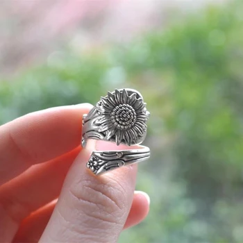 Nové Módne Slnečnice Daisy Krúžok Wild Flower Lyžice Prstene pre Ženy, Svadobné Zásnubný Prsteň Boho Šperky Žena Bijoux