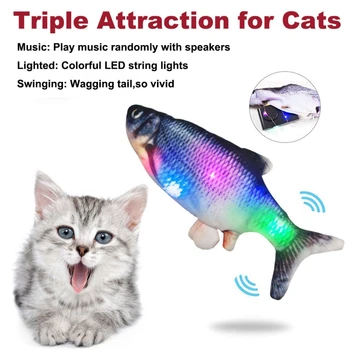 Elektrické Cat Hračka Nabíjanie pomocou pripojenia USB, Simulácia, Tanec, Skákanie Pohybujúce sa Ryby S Hudbou Led Svetlá Cat Hračka Pre Mačky Interaktívne Hračky