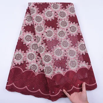 Africké Čipky Textílie 2019 Vysokej Kvalite Švajčiarskej Čipky Voile Čipky Vo Švajčiarsku Červenej Látky S Kamene A1728