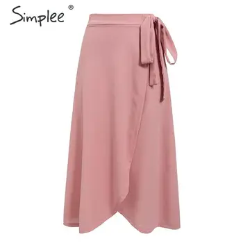 Simplee A-line ženy midi sukne motýlik rozstrapatené ženské sukne, Elegantné asymetrické bežné streetwear plus veľkosť dámy sukne