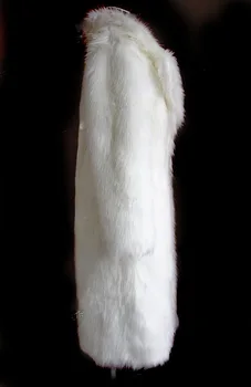 2018 Zimné X-dlhé Ženy Umelé Umelú Kožušinu Kabát Slim Plyšové Falošné Fox Coats Vetrovka Windbreaker Plus Veľkosť Biele vrchné oblečenie Bunda