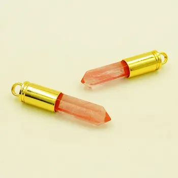 Melón Redstone Bodov Prívesky Hexagon Pilier Lepené Bullet Shell Puzdro Z Pokovovanie Gold Cca 40*10 mm