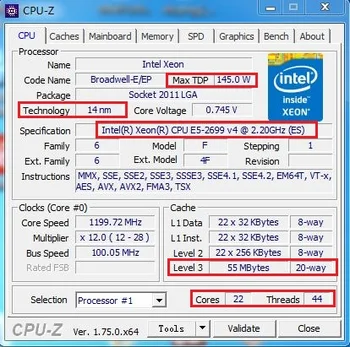 Pôvodný procesor Intel Xeon QS verzia E5-2699V4 E5-2699 V4 LGA2011-3 E5 2699 V4 22-Core 2.20 GHz 55MB E5 2699V4 doprava zadarmo