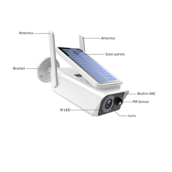 1080P Solárny Panel Bezdrôtového Bullet Bezpečnostná Kamera Low Power ICESEE kamerový Detekcia Pohybu Wifi CCTV Kamera IR 20M