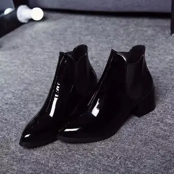 2020 Nový Príchod Módne Topánky Ženy Topánky Elastický Patent Kožené Členkové Topánky Poukázal Na Nízkom Podpätku Topánky Žena Sexy Topánky