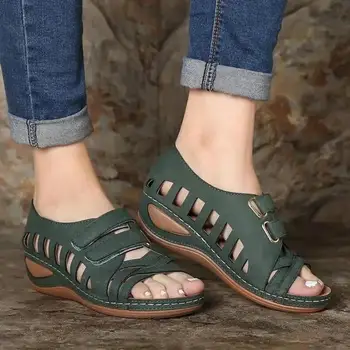 Ženy Sandále Mäkké Kožené Kliny Topánky Pre Ženy Letné Sandále 2020 Ležérne Topánky Žena Podpätky Sandále Klin Sandalias Mujer
