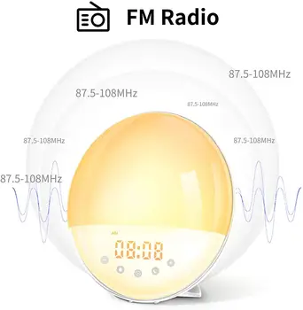 Budík Prebudiť Svetlo Sunrise Simulácia Biela Nosie FM Rádio Relaxačné Okolitého Svetla Voic Nahrávania