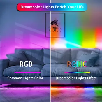 Box Package Naháňa Účinok RGBIC Adresný RGB LED Pásy, Osvetlenie Rainbow Farebný Sen Fantasy Magic 5050 12V Vianočné Osvetlenie