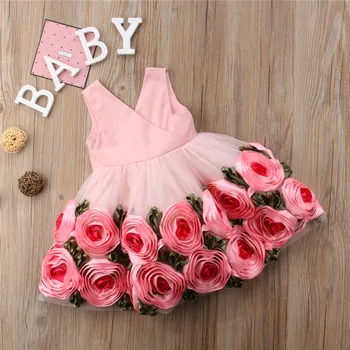 Emmababy Letné Deti Šaty Flower Girl Oka Šaty 3D Rose Party Sprievod Šaty Princezná Deti, Detské Šaty, Oblečenie Kostým