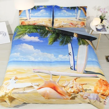 JF-270 Luxury 3d HD Digital Print ocean beach a shell tlač posteľ nastaviť jeden super king size posteľná bielizeň k dispozícii
