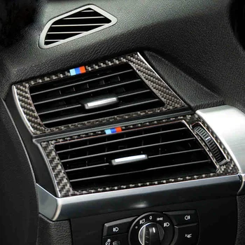 Uhlíkových vlákien Pre BMW X5 F15 X6 E70 F16 E71 Auto styling Interiér, prístrojová doska Strane Air Vent Zásuvky Kryt Výbava samolepky Príslušenstvo