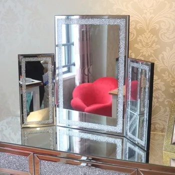 Vianočné Módne Crystal Tabuľka Zrkadlo, Sklo Triple Zrkadlo Trifold Obliekanie Kozmetické Make-Up Skosený Okraj Zrkadla Dekorácie